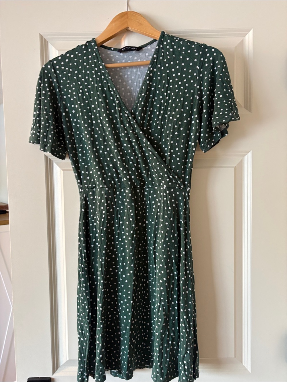 41 Hawthorn Forest Green Polka Dot Wrap-Style Dress
